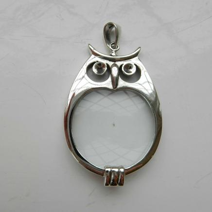 Photo of Solid Silver Barn Owl Magnifying Pendant