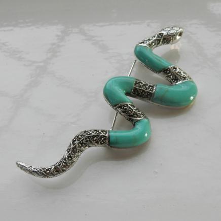 Photo of Art Deco Turquoise Serpent Brooch