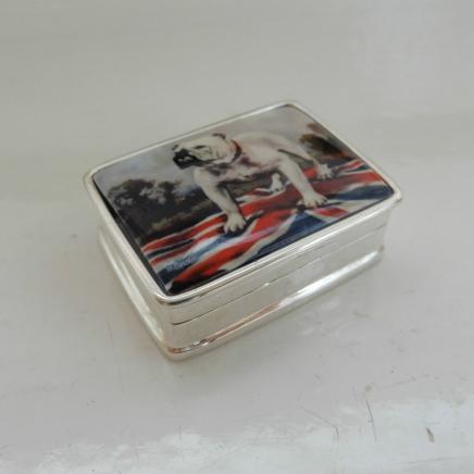 Photo of Solid Silver Union Jack British Bull Dog Pill Box