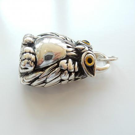 Photo of Sterling Silver Owl with Glass Eyes Pendant