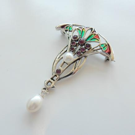 Photo of Art Nouveau Pearl & Enamel Pendant