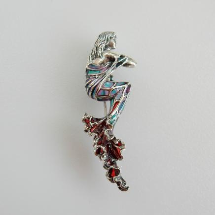 Photo of Sterling Silver French Enamel Mermaid Pendant