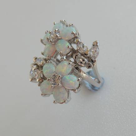 Photo of Silver & Gilson Opal Flower Ring