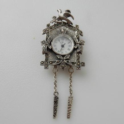 Photo of Silver Marcasite Cuckoo Clock Pendant