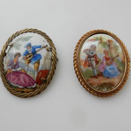 Photo of Pair French Limoges Brooches