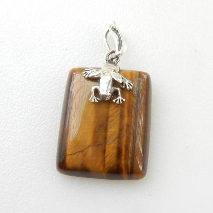 Photo of Sterling Silver Frog Tigers Eye Pendant