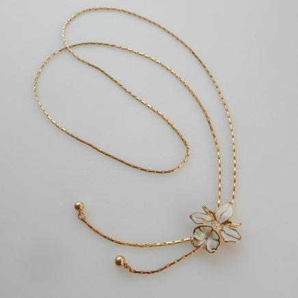 Photo of Vintage White Enamel Flower Necklace
