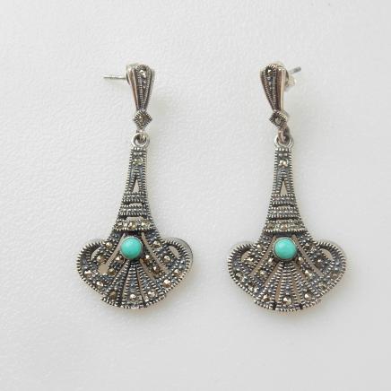 Photo of Art Deco Silver Marcasite Drop Earrings