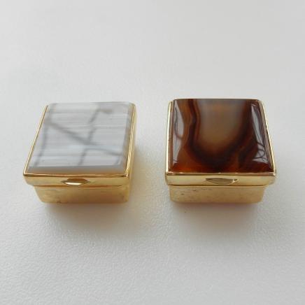 Photo of Pair Agate Stone Pill Boxes