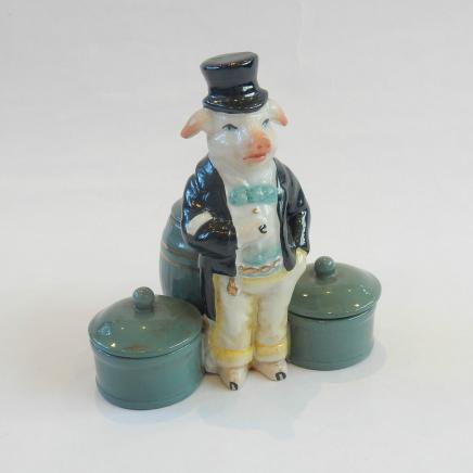 Photo of Porcelain Piglet Wearing Top Hat Cruet Set