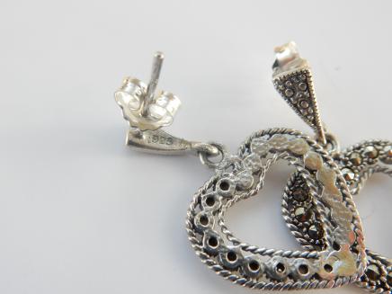 Photo of Sterling Silver Marcasite Heart Earrings