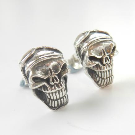 Photo of Sterling Silver Gothic Skull Earrings