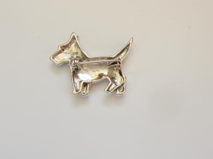 Photo of Silver Marcasite & Emerald Yorkie Dog Brooch