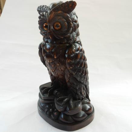Photo of Carved Black Forest Wood Barn Owl