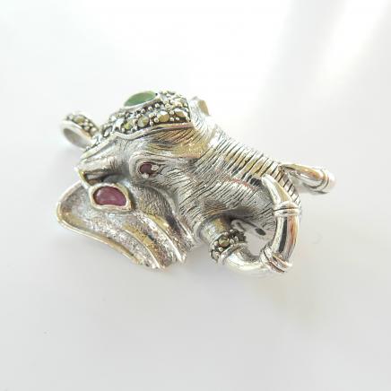 Photo of Silver Ruby & Emerald Elephant Pendant