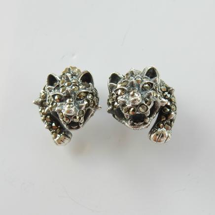 Photo of Silver & Marcasite Wild Cat Earrings