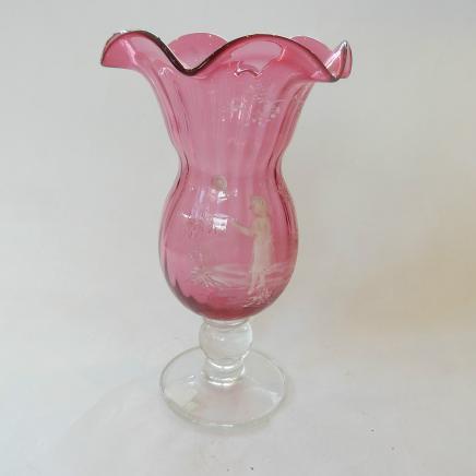 Photo of Mary Gregory Cranberry Glass Pedestal Vase