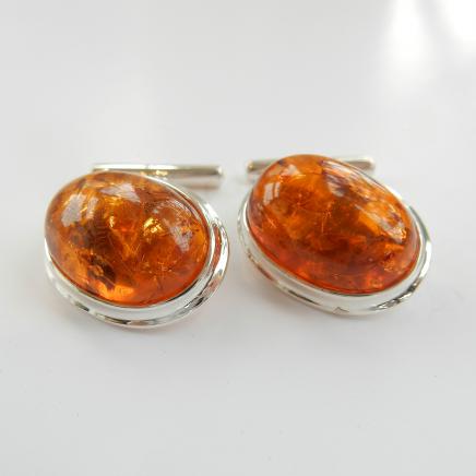 Photo of Sterling Silver Baltic Amber Cufflinks