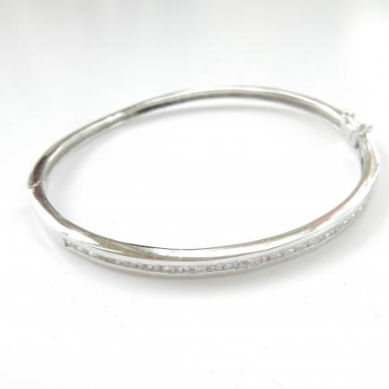 Photo of Delicate Sterling Silver & Cubic Zirconia Bangle