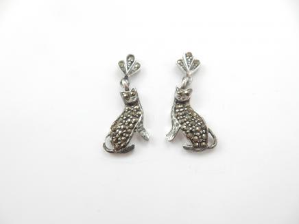 Photo of Silver & Marcasite Cat Earrings