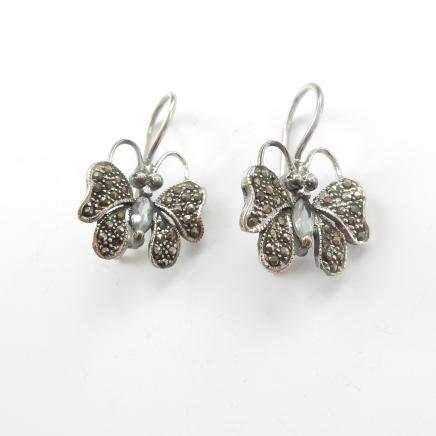 Photo of Sterling Silver & Marcasite Butterfly Earrings