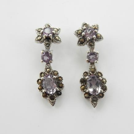 Photo of Sterling Silver & Purple Amethyst Earrings