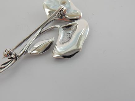 Photo of Art Nouveau Silver Flower Brooch