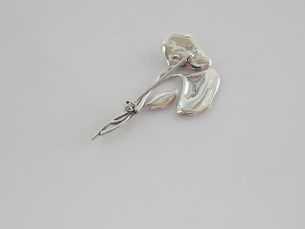 Photo of Art Nouveau Silver Flower Brooch