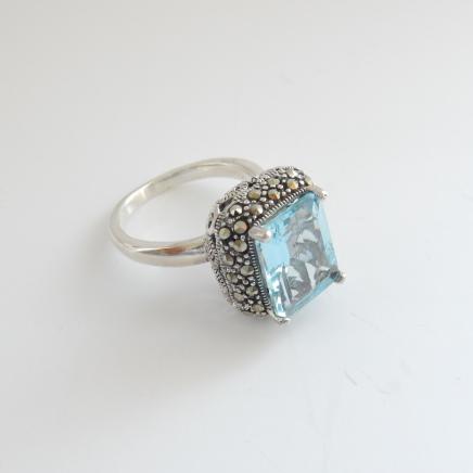 Photo of Silver Filigree Blue Topaz Ring