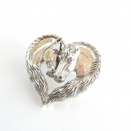 Photo of Sterling Silver & Ruby Horse Brooch