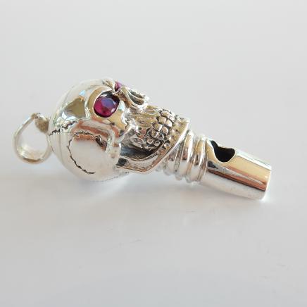 Photo of Sterling Silver & Ruby Gothic Skull Whistle