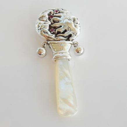 Photo of Mother of Pearl Sun & Moon Baby Rattle