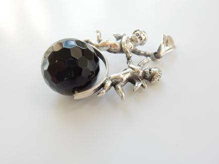 Photo of Silver & Black Onyx Cherub Pivot Pendant