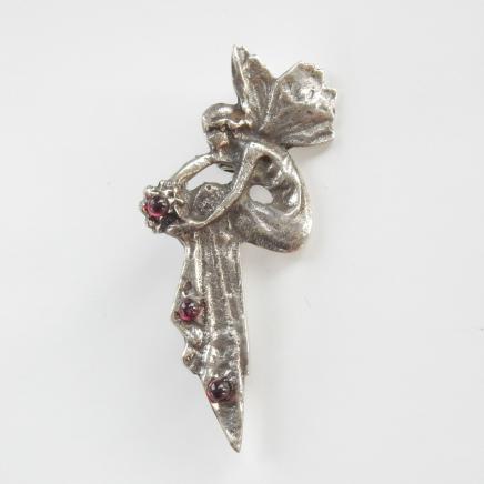Photo of Vintage Silver Garnet Cabouchon Fairy Brooch