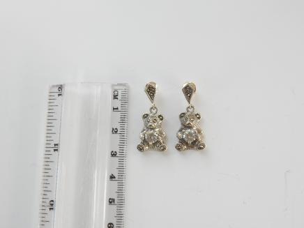 Photo of Solid Silver Teddy Bear Earrings