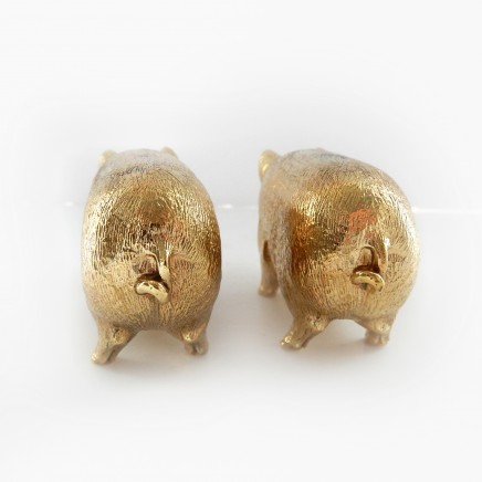 Photo of 18ct Gold Plated Pig Piglet Salt & Pepper Pot Cellar Shaker