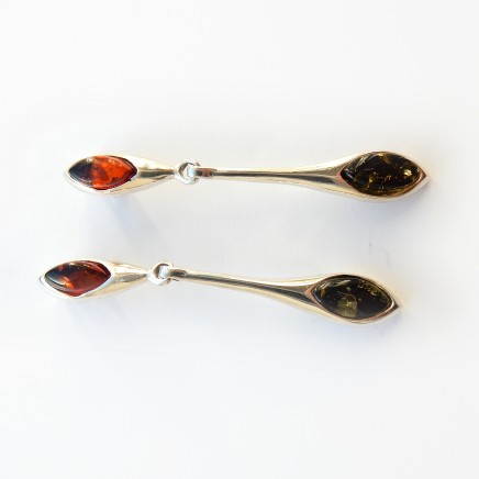 Photo of Amber Droplet Earrings Sterling Silver