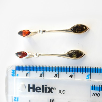 Photo of Amber Droplet Earrings Sterling Silver