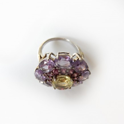 Photo of Amethyst Topaz Sapphire Dress Ring Solid Silver Fine Jewelery