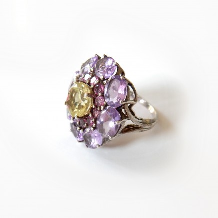 Photo of Amethyst Topaz Sapphire Dress Ring Solid Silver Fine Jewelery