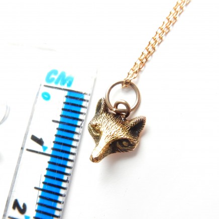 Photo of Antique Edwardian 9k Gold Figural Fox Hunting Necklace Pendant 9 Carat Gold