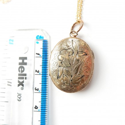 Photo of Antique Edwardian Rolled Gold Locket Keepsake Photo Locket Necklace