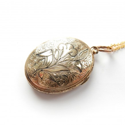 Photo of Antique Edwardian Rolled Gold Locket Keepsake Photo Locket Necklace