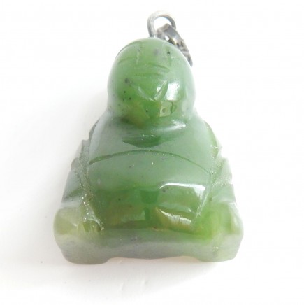 Photo of Antique Jade Buddha Pendant Sterling Silver