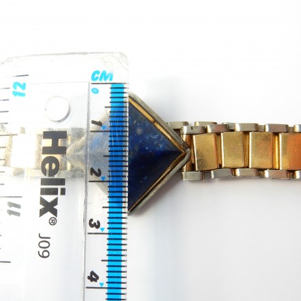 Photo of Antique Lapis Lazuli French Gilt Metal Bracelet Gold Link Chain Bracelet