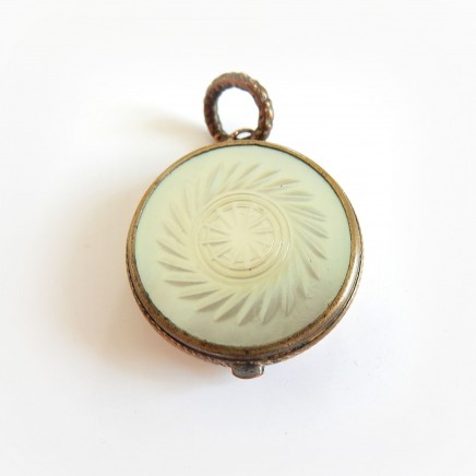 Photo of Antique Mother of Pearl Snuff Vinaigrette Locket Vintage Perfume Diffuser