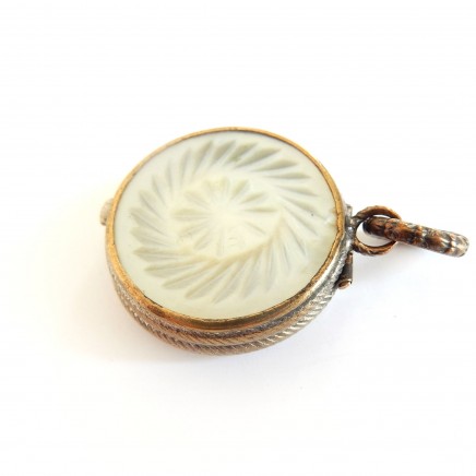 Photo of Antique Mother of Pearl Snuff Vinaigrette Locket Vintage Perfume Diffuser