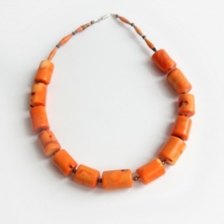 Photo of Antique Natural Coral Necklace Solid Silver