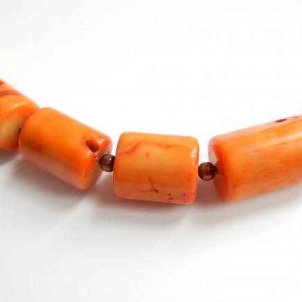Photo of Antique Natural Coral Necklace Solid Silver