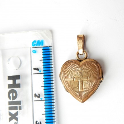 Photo of Antique Rolled Gold Heart Locket Pendant Signed A*D
